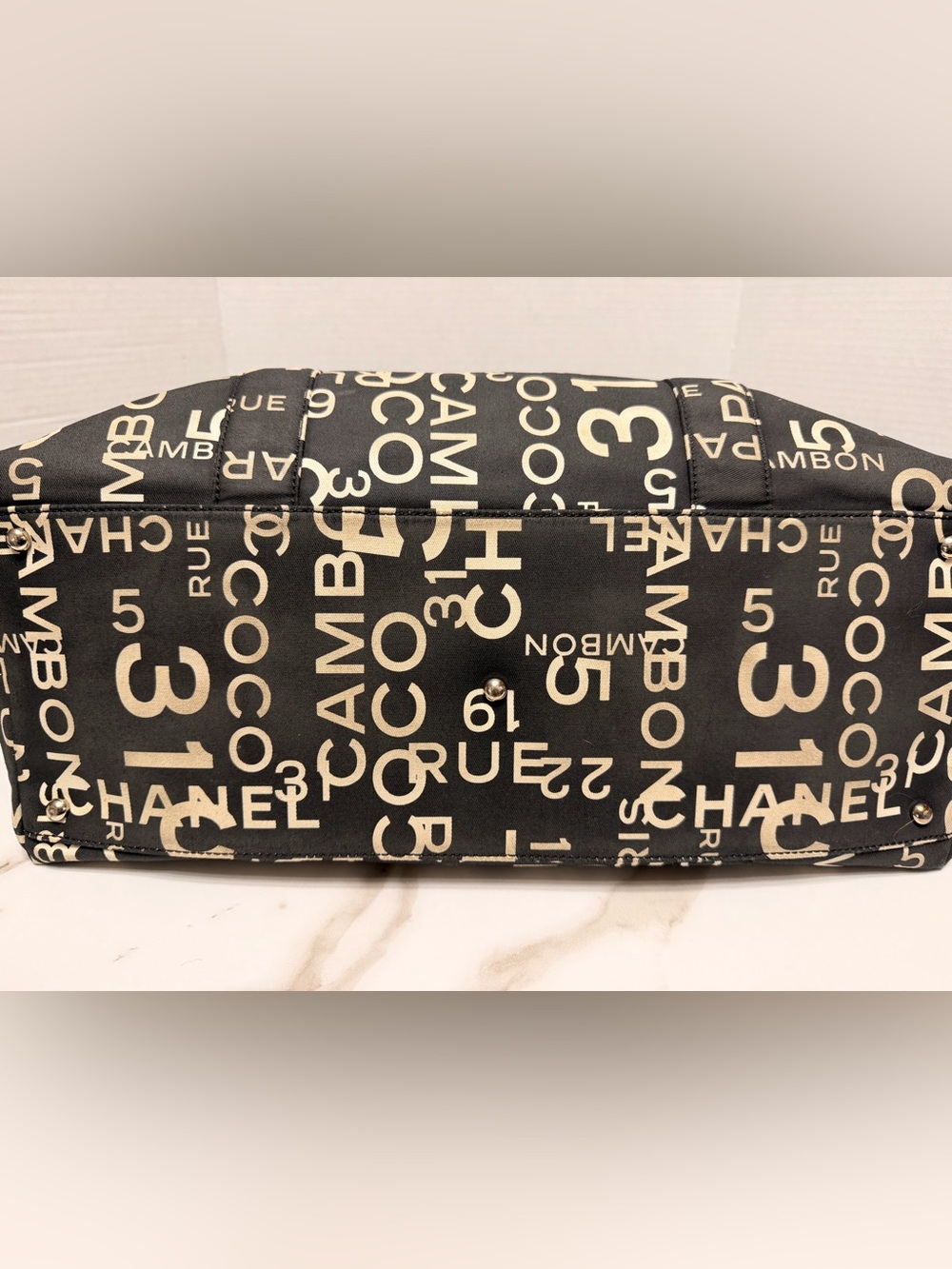 CHANEL Bysy Line Tote Bag Canvas Black CC XL tote w/COA - Picture 9 of 16